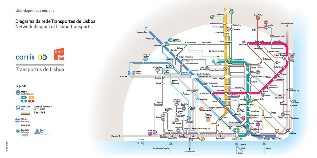 ルケーブルカーのリスボンの地図