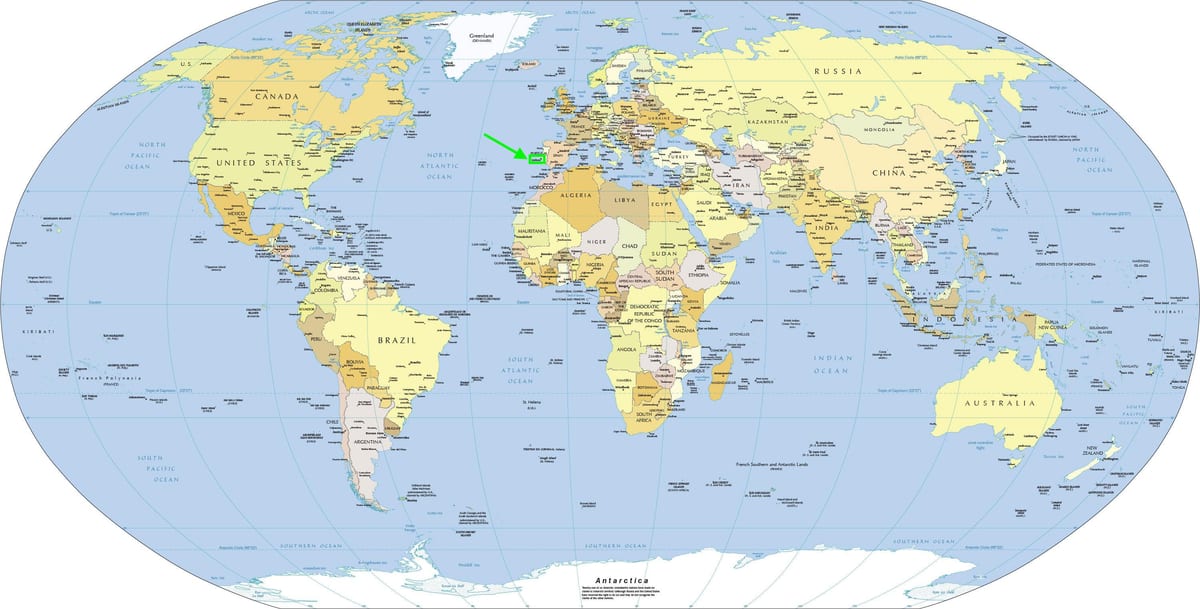 リスボンポルトガルの世界地図