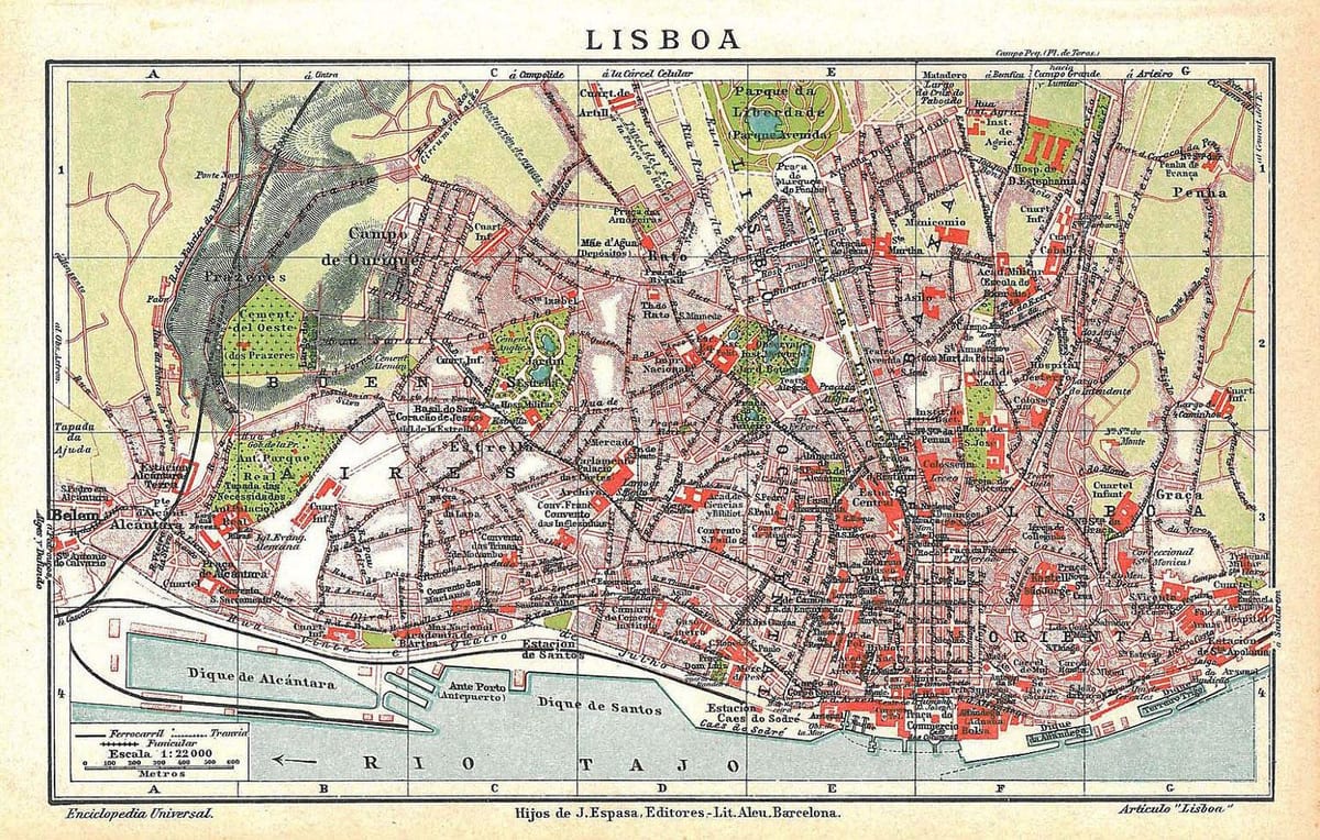地図のリスボン旧市街