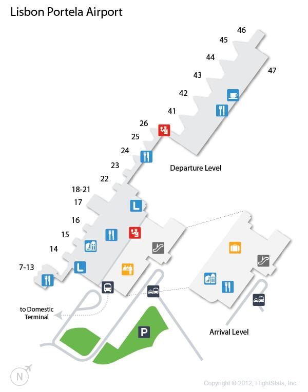地図のリスボン空港第1ターミナル