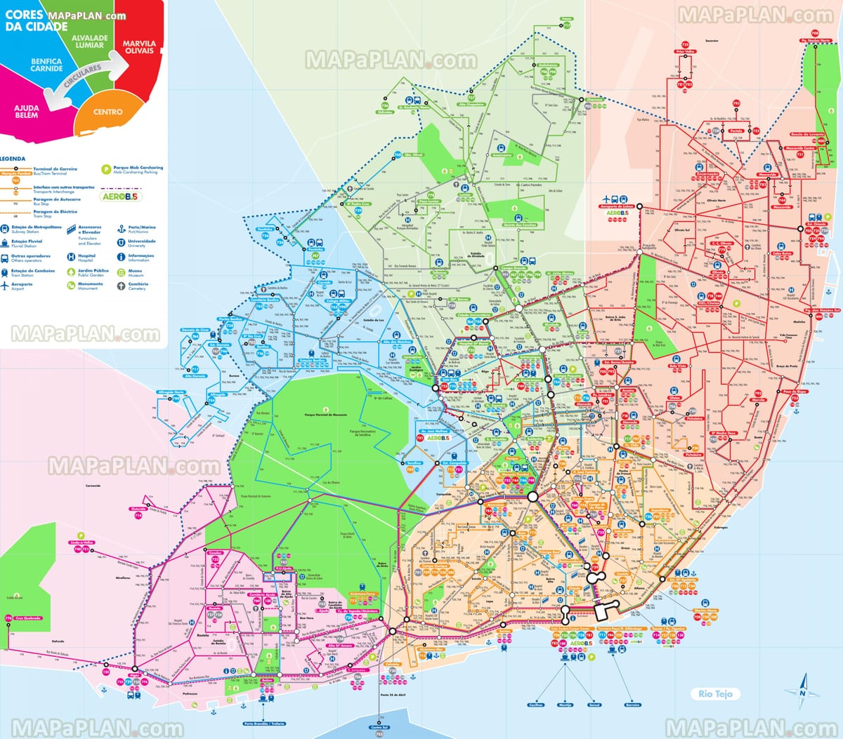 リスボンのバス路線図