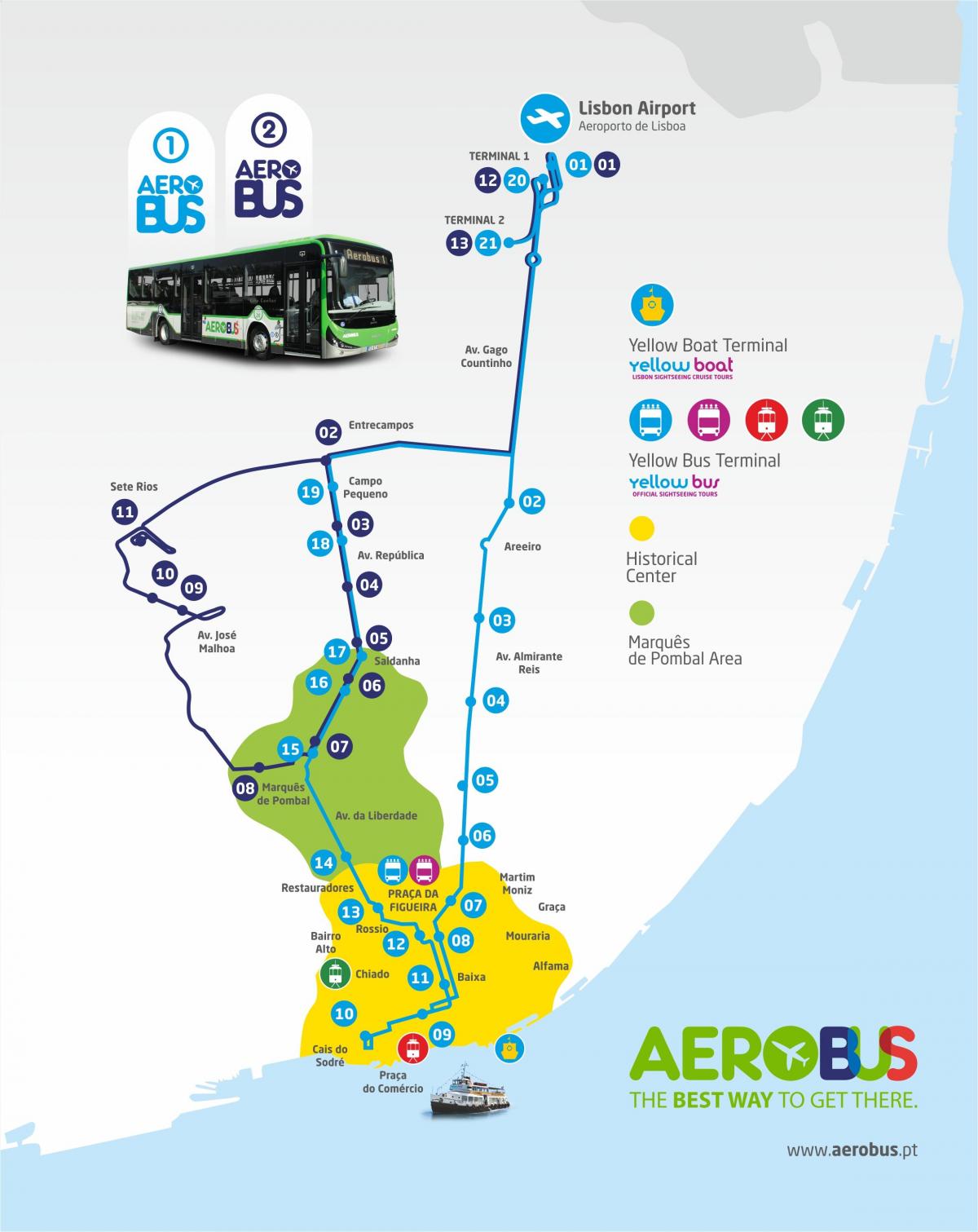 リスボン空港バス路線図