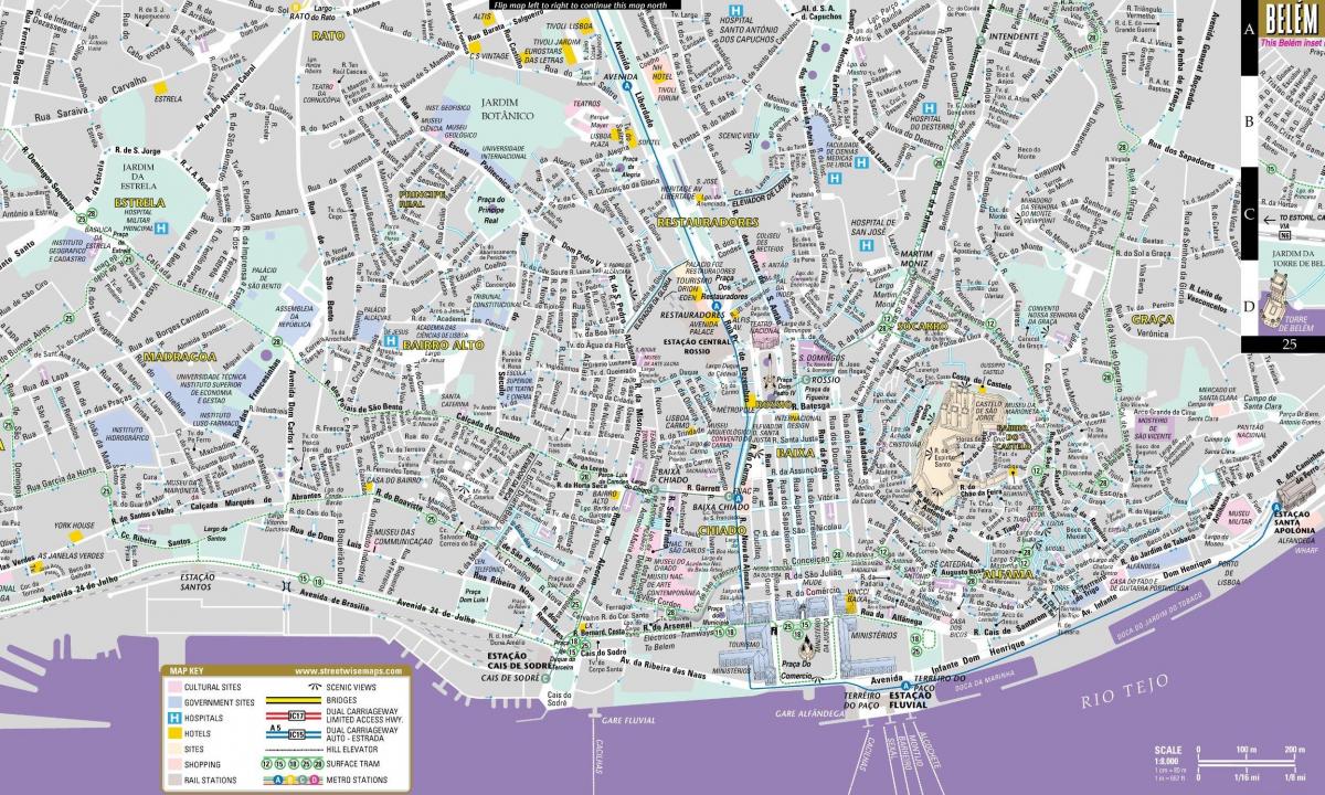 都市センターリスボンの地図