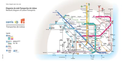 ルケーブルカーのリスボンの地図