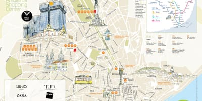 地図ウンタウンのリスボンポルトガル