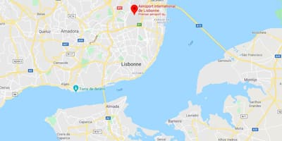 リスボン空港の位置地図