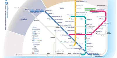 リスボン空港市内のメトロ地図
