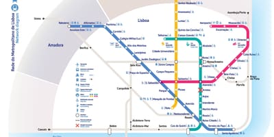 リスボン鉄道の地図