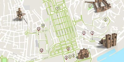 地図のロシオ広場とリスボン